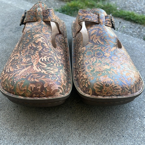 ALEGRIA Classic Tooled Leather Clogs Size 42 - Picture 10 of 12